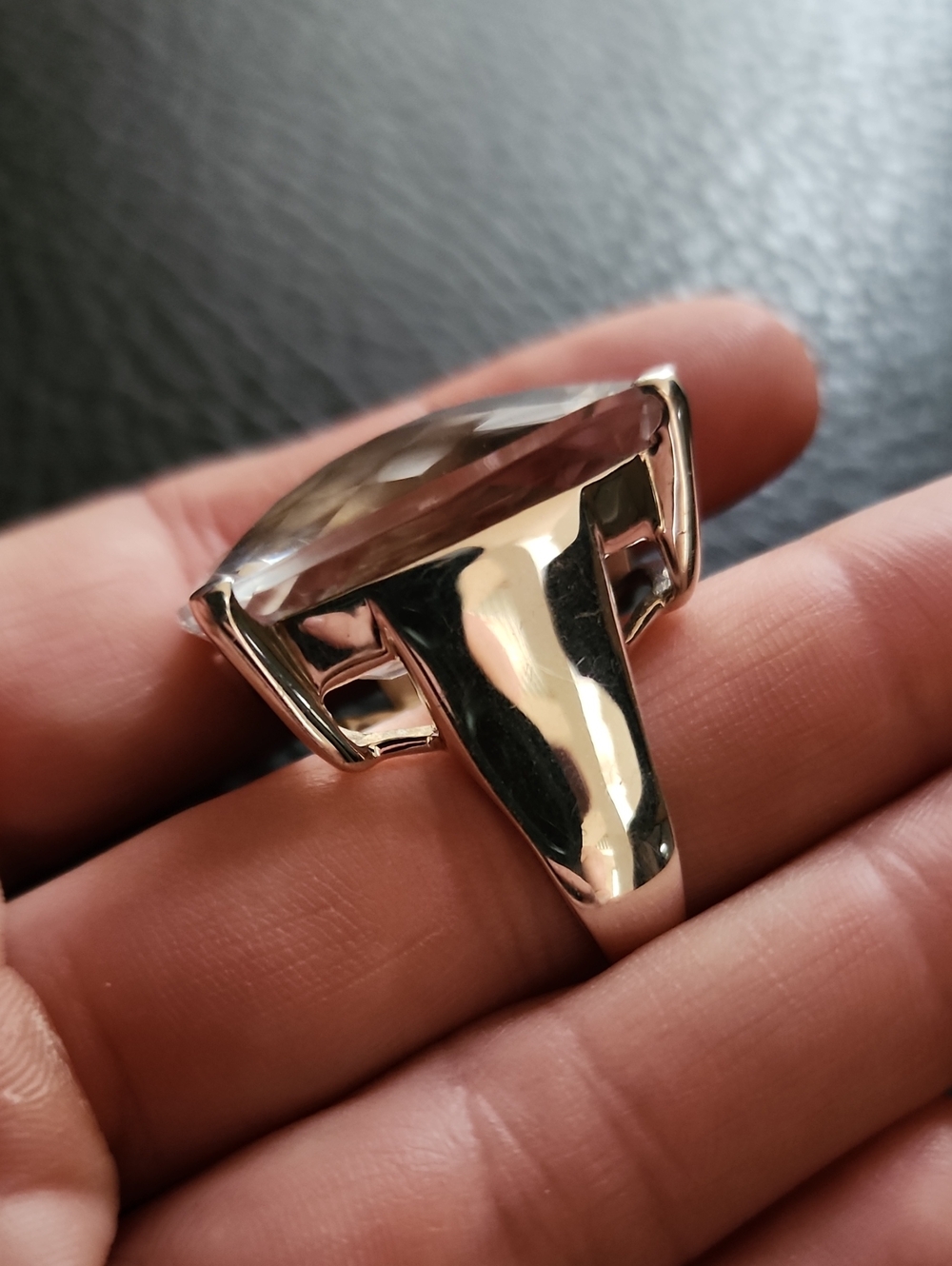 Sterling Silver Clear Quartz Cocktail Ring - Size 10 - Picture 6 of 12